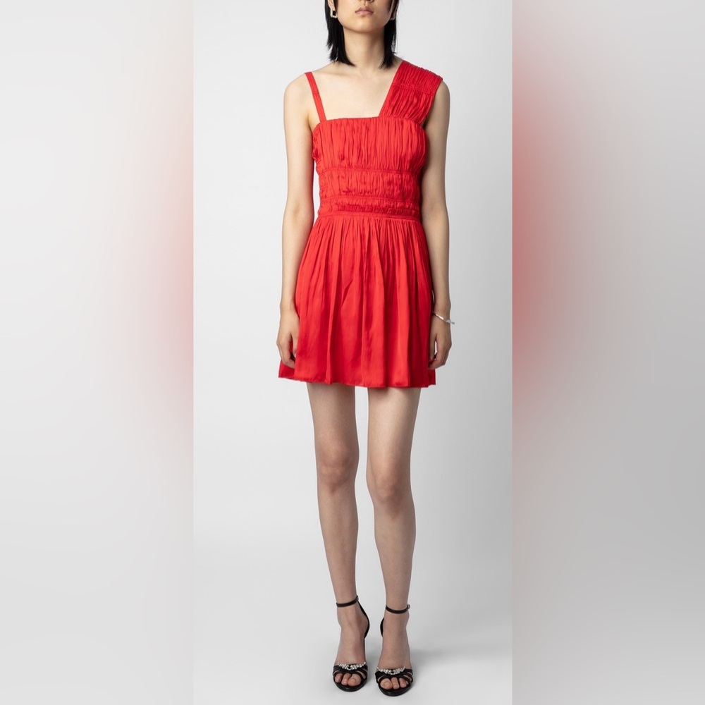 Zadig & Voltaire Roselie Satin Dress in Red Size Medium Brand New with Tags